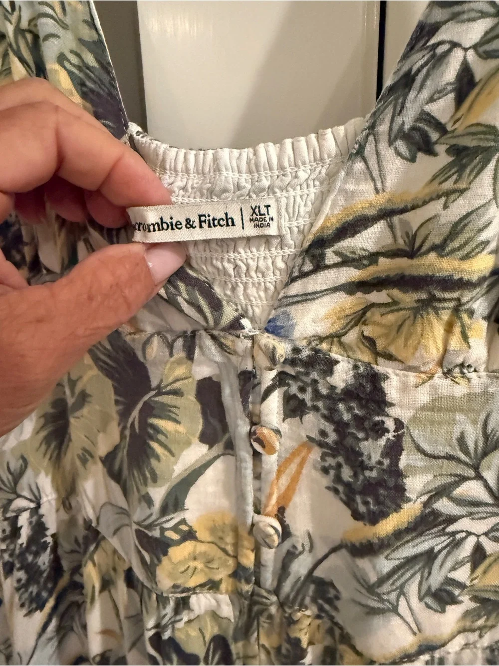 Abercrombie & Fitch Floral Boho Maxi Dress in Yellow and Beige with Blue Accents